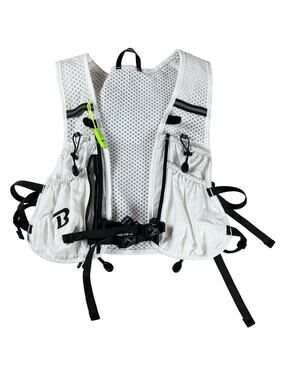 BECOJADDE White Running Vest Small Mens Nylon 5 Pockets Buckle Multifunction